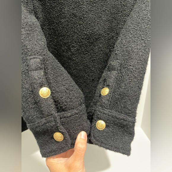 J.Crew Bouclé Shirt-Jacket in Black size XXS Shacket layering oversized warm - Picture 4 of 8